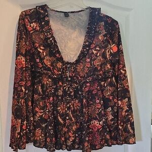 SHEIN Multicolor Floral Ruffle Blouse